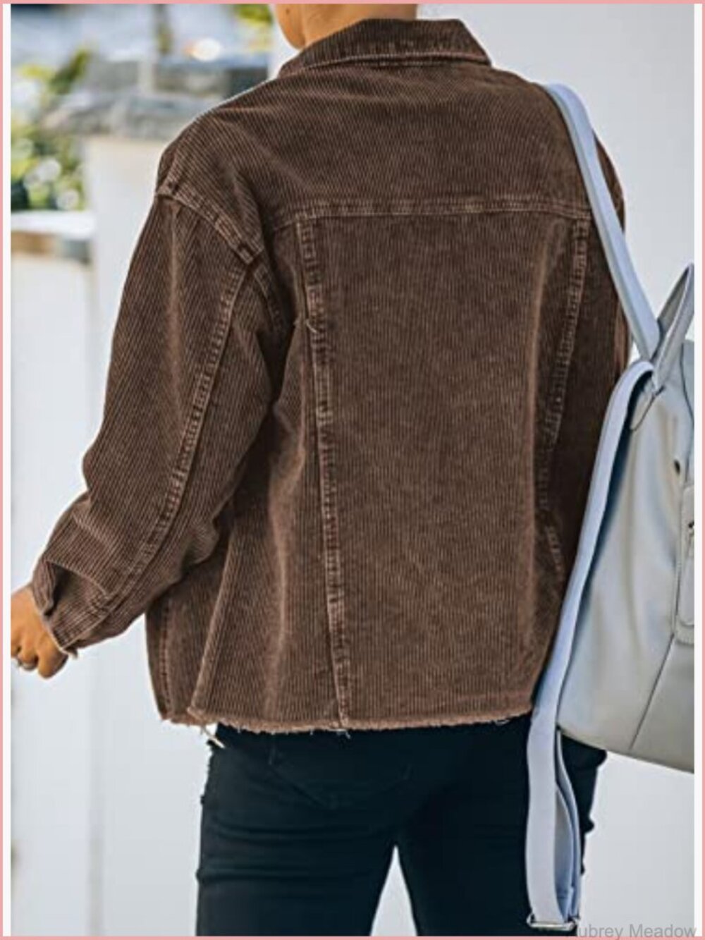 Womens Corduroy Button Down Shacket Long Sleeve Casual Coat Jacket - Picture 2 of 7